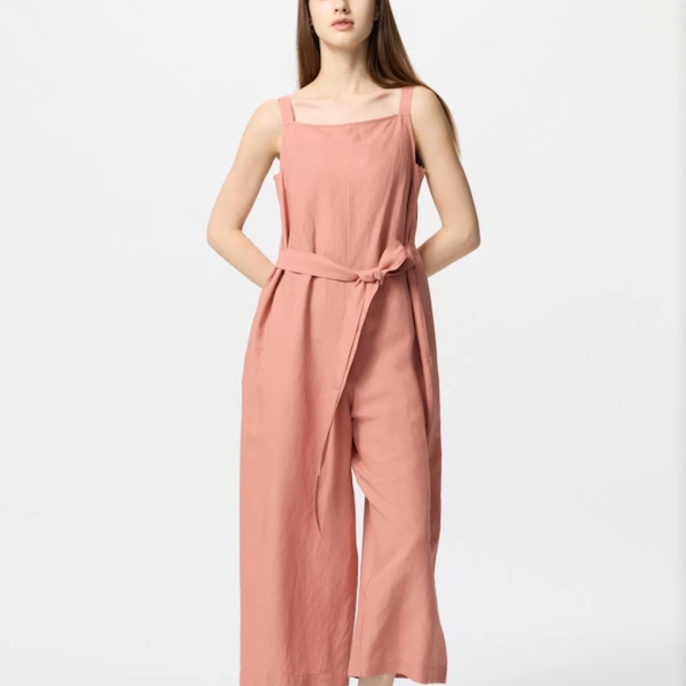 Uniqlo Soft Pink Belted Jumpsuit